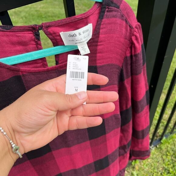 Anthropologie Cloth & Stone Buffalo Check Plaid Dress NWT - Picture 5 of 8